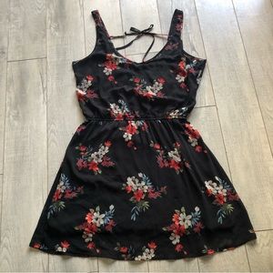 Hollister, black floral mini dress